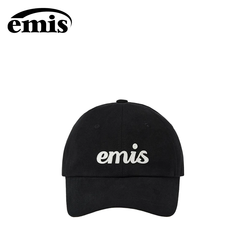 emis帽子贴布手写体棒球帽黑色鸭舌帽女软顶情侣日常休闲百搭新款
