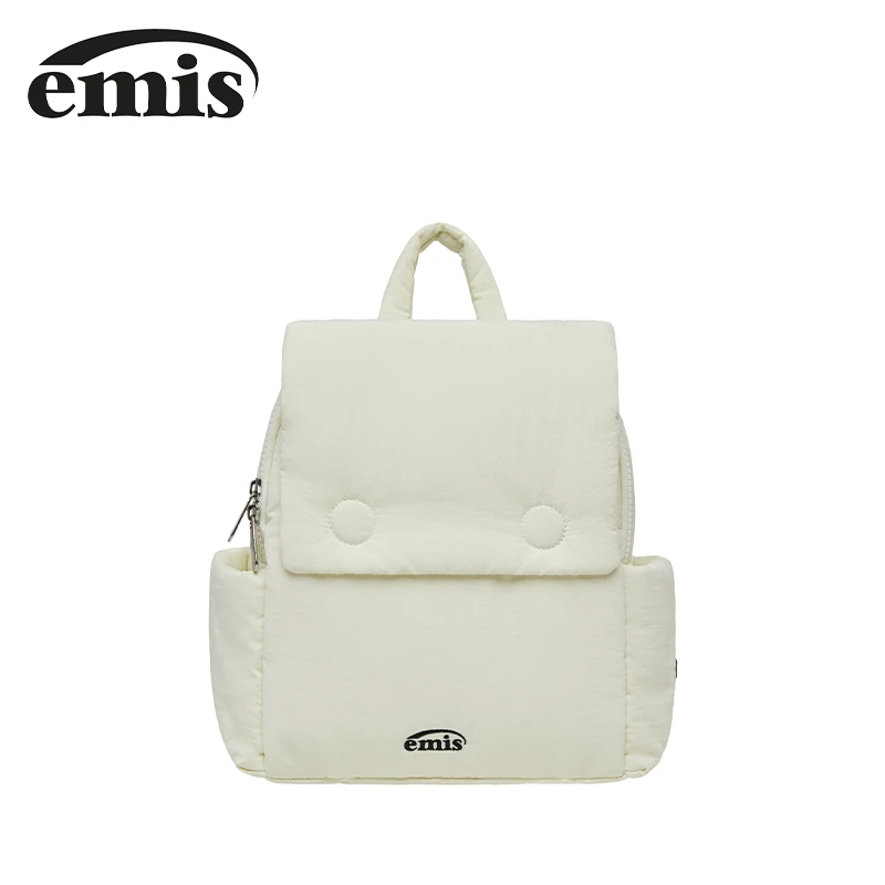 韩国emis尼龙软垫背包2024秋季新款时尚百搭象牙白色