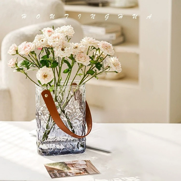 【宠粉福利】欧式手提玻璃花瓶网红花鲜花客厅玄关装饰摆件