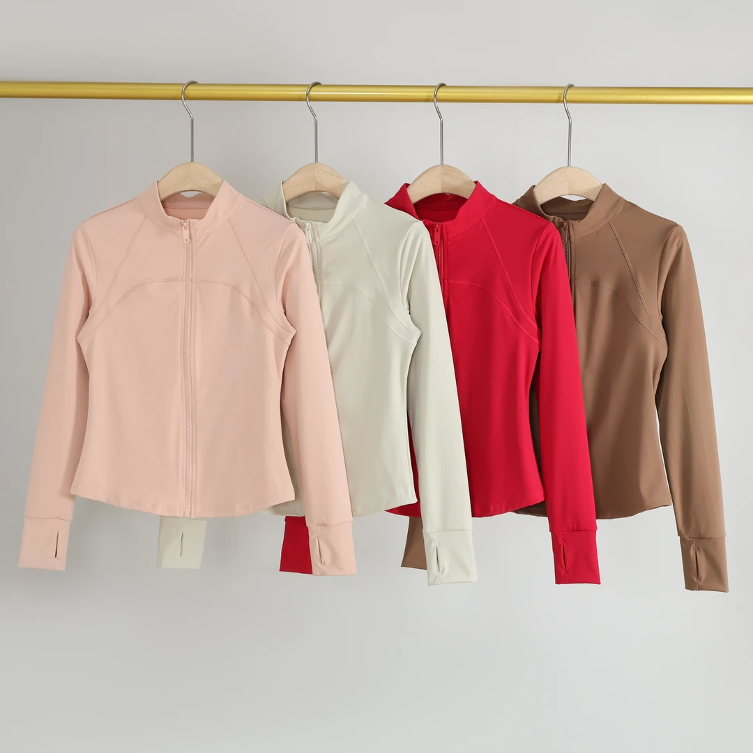 运动外套女2024新品修身显瘦运动穿搭瑜伽服长袖拉链开衫上衣秋冬