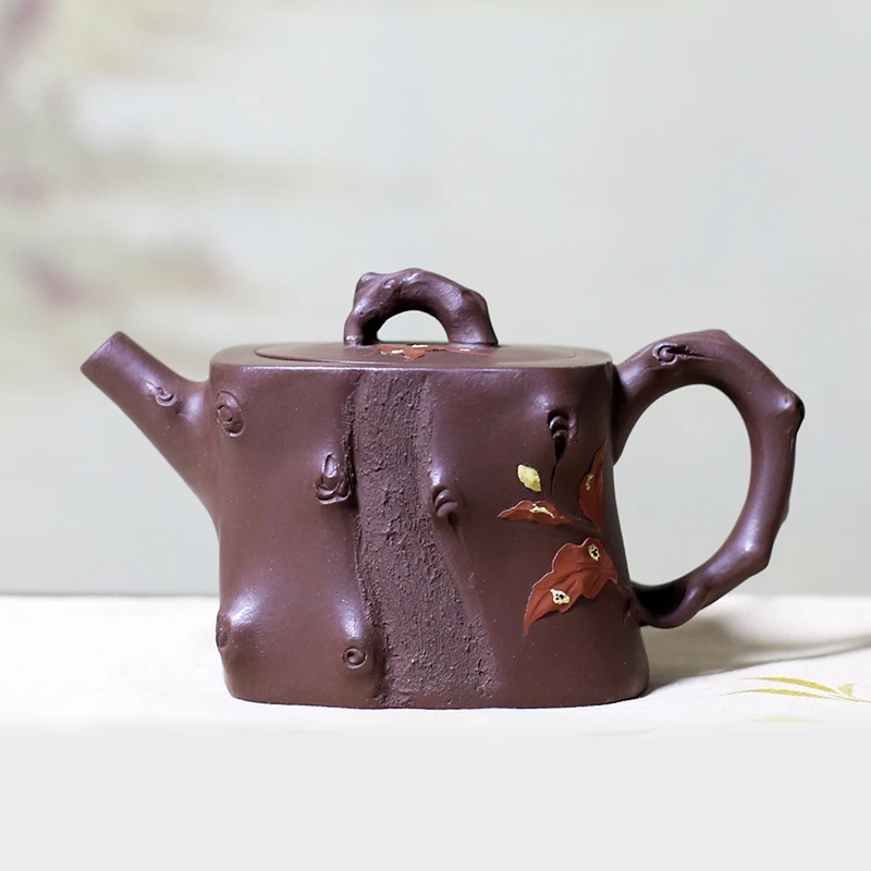 宜兴名家手工紫砂壶高工强济人紫砂手制茶壶吟秋系列四方树桩花器