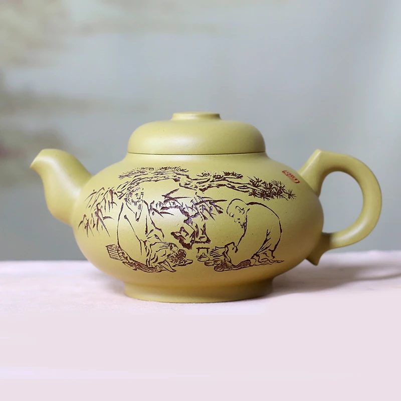 宜兴紫砂壶高工艺师手工作品强济人手制本山段泥德玉壶约450cc