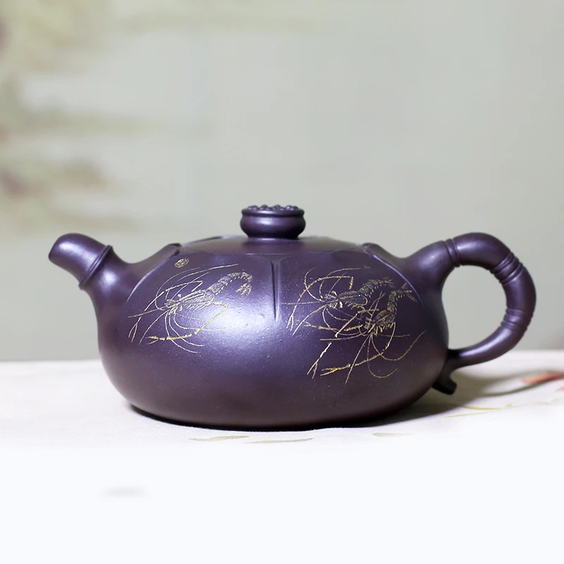 宜兴名家手工紫砂壶高工史爱民茶壶手制大容量花器仿生器莲心壶