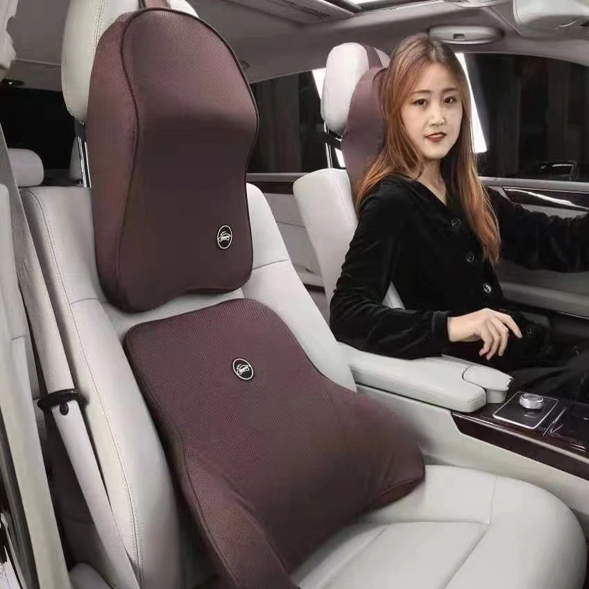 汽车腰靠垫头枕套装靠枕靠背垫护腰颈枕记忆棉车用车载腰靠四季用