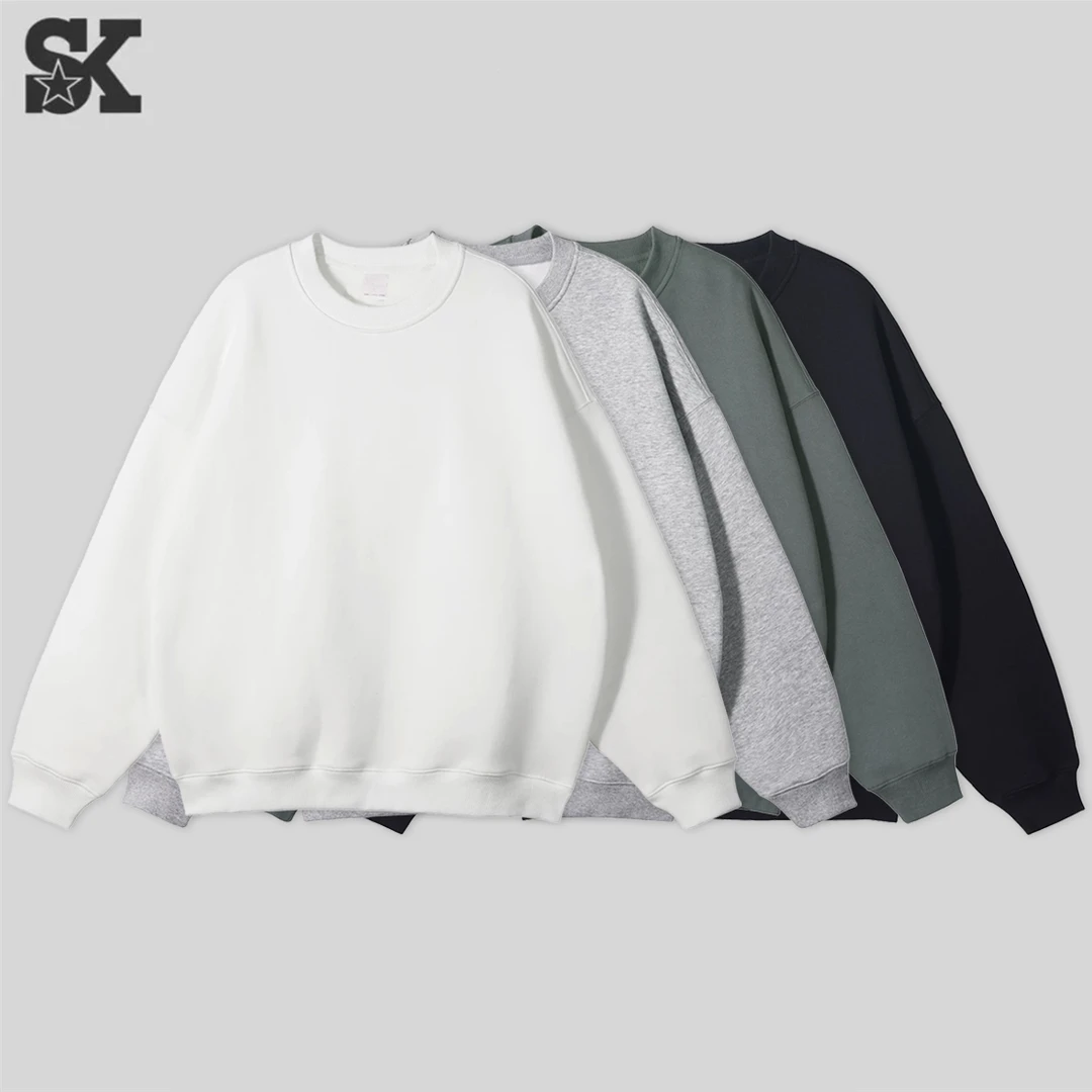 SEKE/三克 秋冬套头加绒加厚保暖宽松纯色圆领卫衣黑色灰色男女装