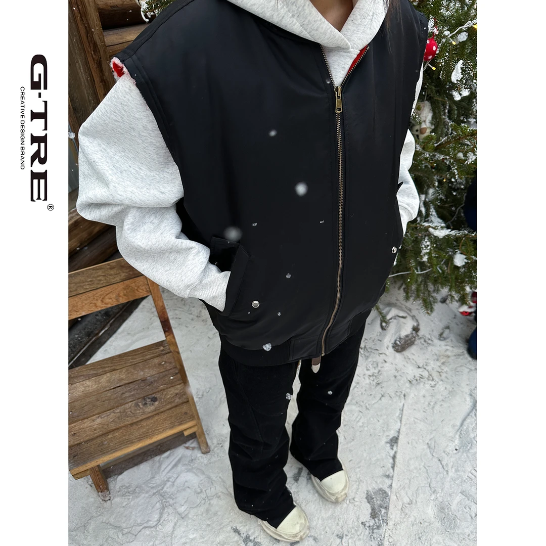 G-TRE 叠穿马甲外套宽松加厚外套背心棉服