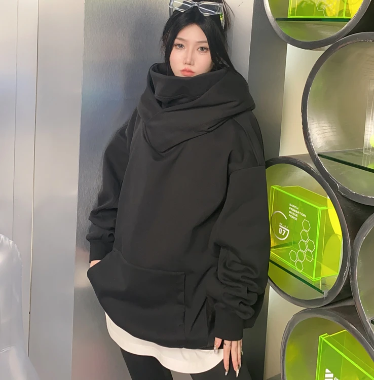 2J13哑光夜行版高街中性风重磅oversize小众设计卫衣宽松情侣休闲