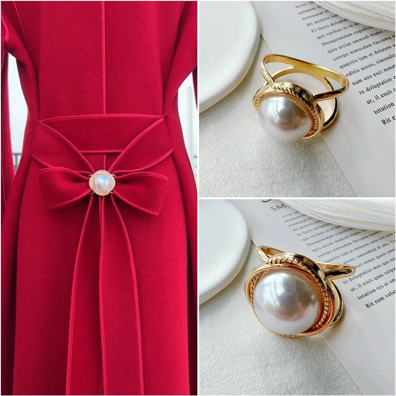 合金仿珍珠胸针 新款风衣扣大衣扣丝巾扣蝴蝶结方巾打结衣角扣