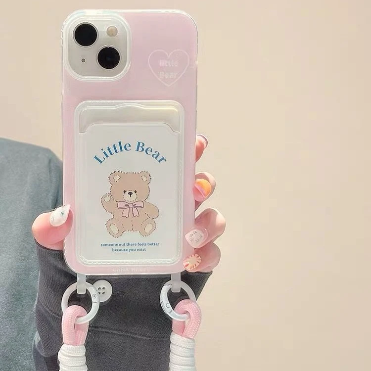 少女布偶熊iPhone15pro手机壳14plus卡包壳苹果高颜值全包ins潮壳