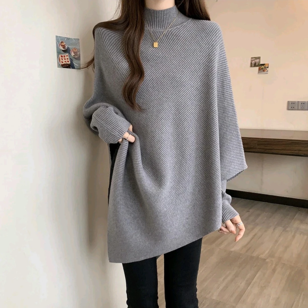 大码显瘦遮肚子宽松中长款冬季不规则上衣时尚网红洋气炸街女装