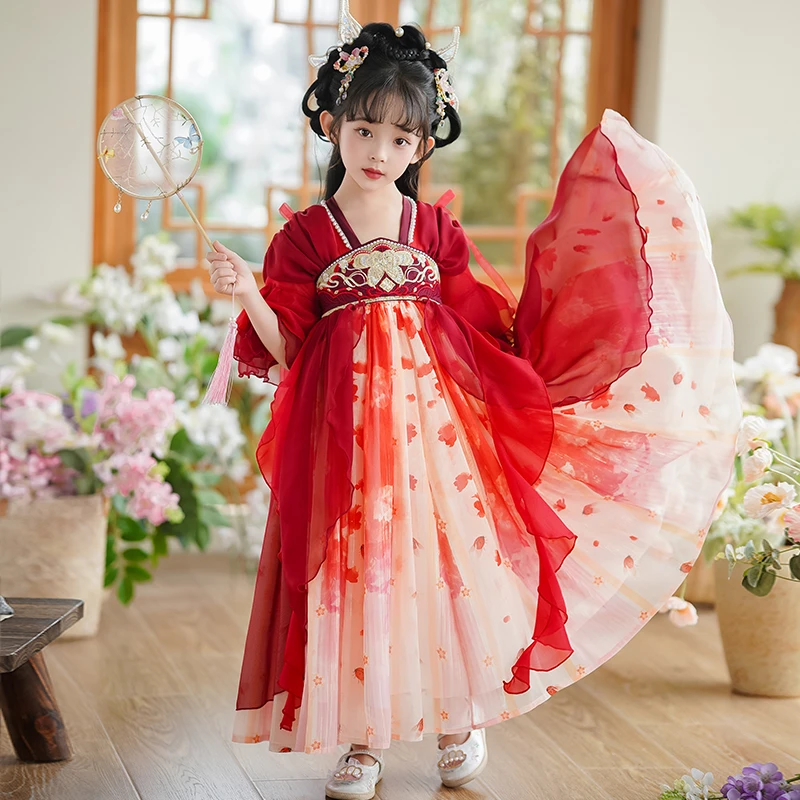 女童汉服夏季2025新款古风超仙女孩襦裙中国风唐装儿童古装连衣裙