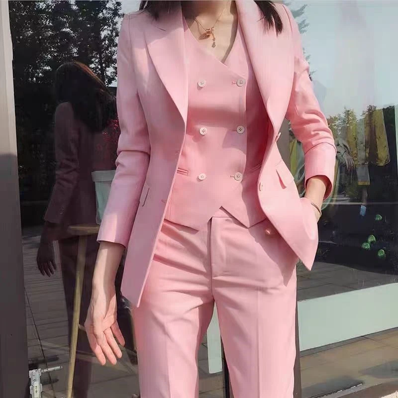 2024春秋高级感女士西装三件套职业装西服修身显瘦气质主持人套装