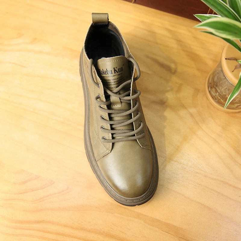 秋冬季新款男士休闲皮鞋户外中邦男鞋加绒厚底防滑百搭保暖工装鞋
