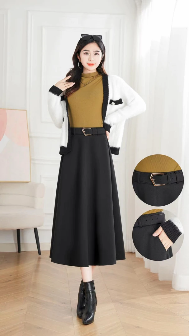 【绮绮女装】6666#冬季厚款英伦呢半身裙