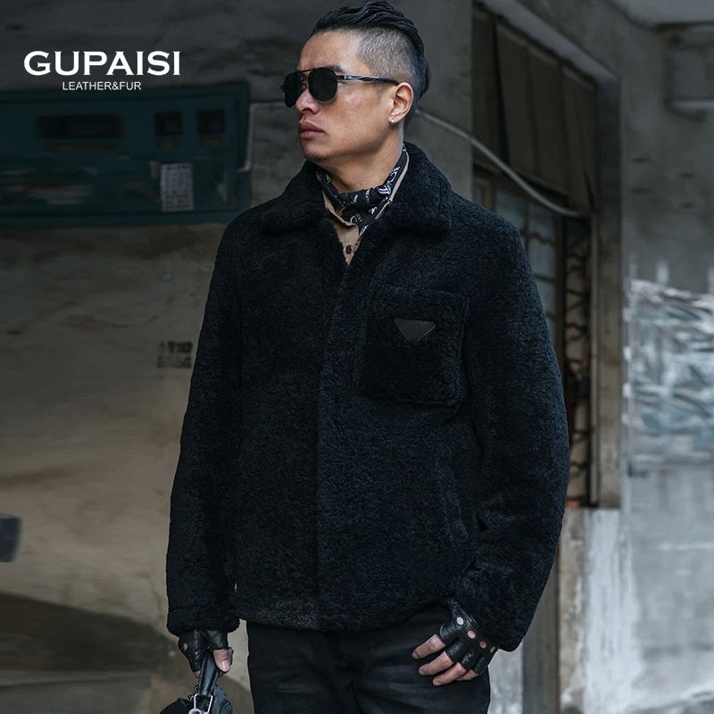 Gupaisi/古派诗男装真皮保暖秋冬冬季宽松休闲皮毛一体DJM9790