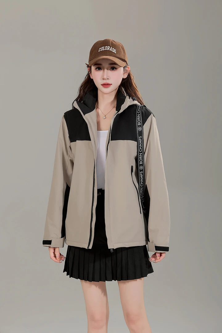 秋冬季外套奥粒绒风衣运动户外休闲连帽防风拼接保暖宽松3055