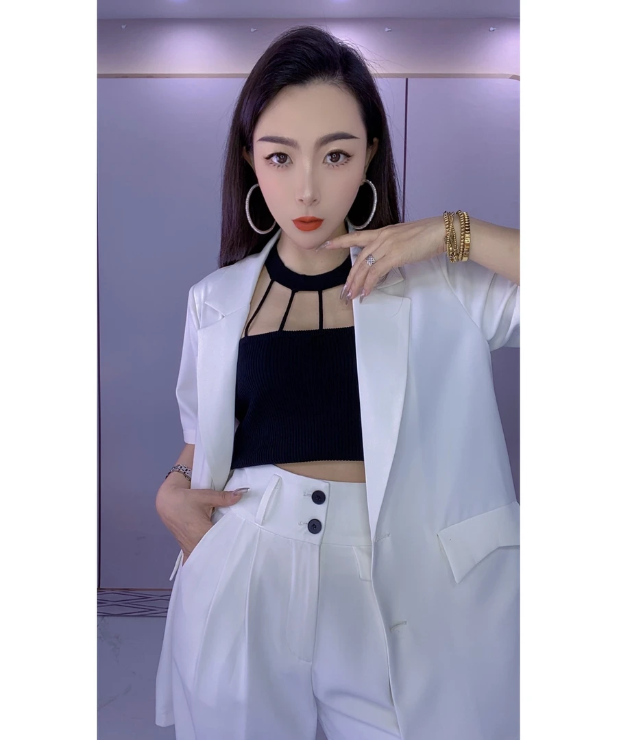 XJ05【送裤子】新款时尚气质轻奢小性感西服夏季休闲网红宽松