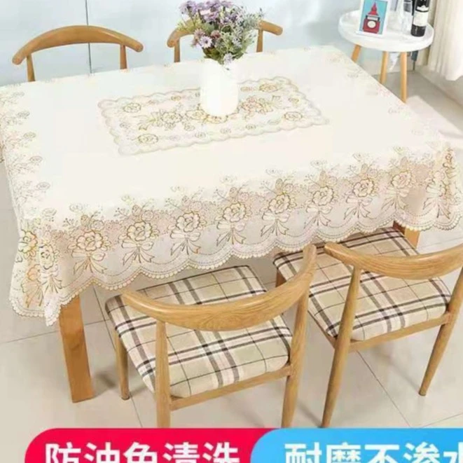网红防水防烫烫金桌布1.2X1.6左右简约免洗家用长方形桌台布免洗