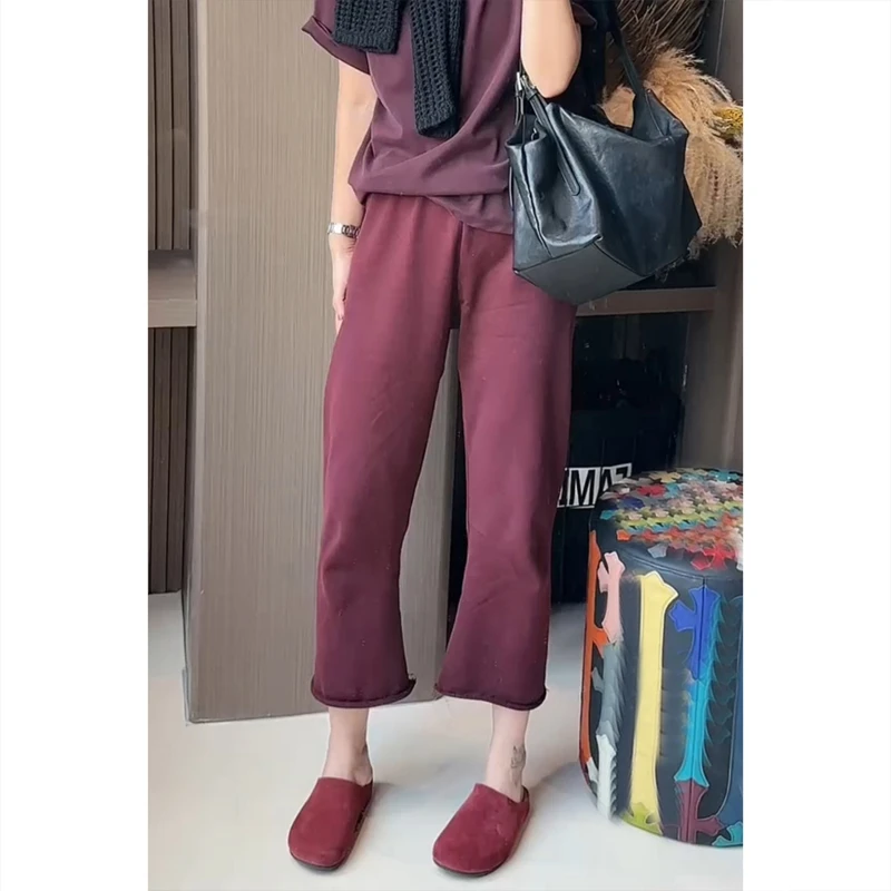 九分休闲裤子女夏季新款直筒裤胖mm显瘦大码哈伦烟管裤高腰小个子