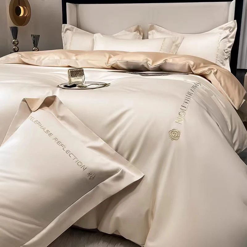 水星系列高端60长绒纯棉四件套100%全棉被套床单床笠高级感