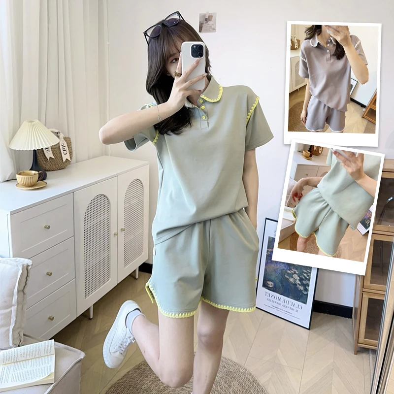2024夏季新款短袖短裤休闲时尚女宽松洋气运动两件套