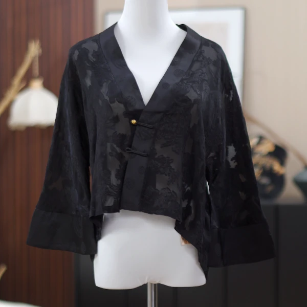 2024秋冬新款设计师款新中式报春花提花小衫外套-DS-008