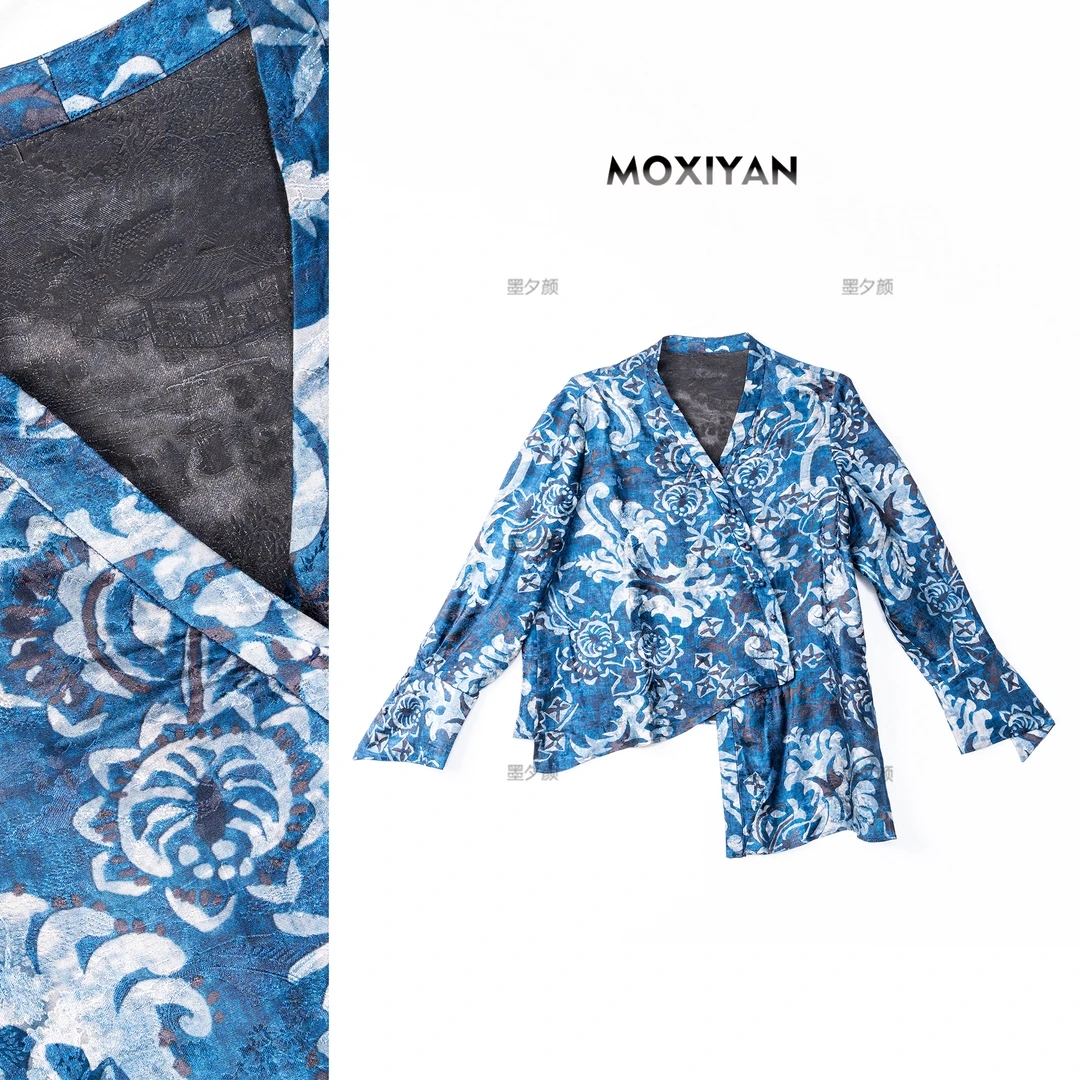 【青花瓷】2024秋冬新款设计师款新中式青花瓷上衣-SY-105