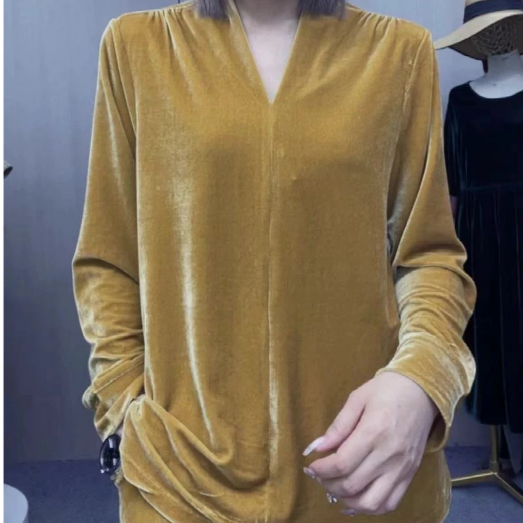 DV-【大巍原创】常规薄厚欧货时尚显瘦丝绒小衫818＃