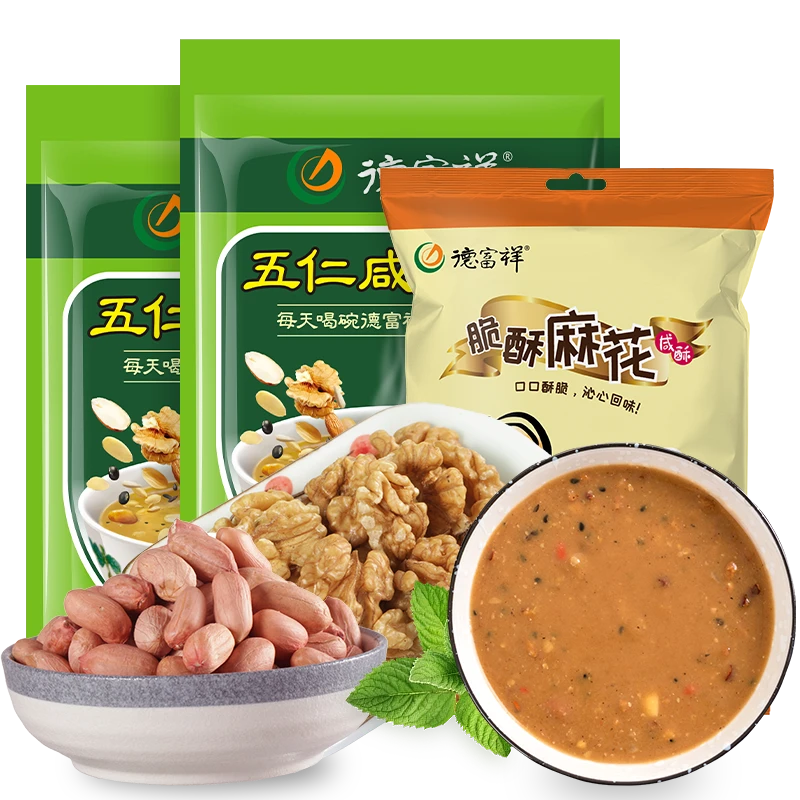 【推荐】德富祥清真食品 早餐油茶配麻花 油茶400g*2+252g麻花美味
