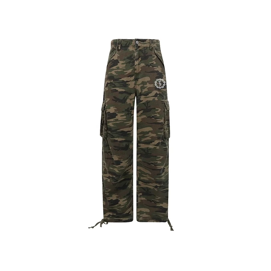 【官方正品】False perception水洗迷彩伞兵直筒工装裤