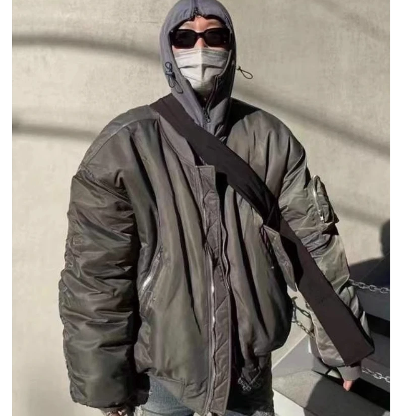 Grailz 22SS后拉链廓形Bomber夹克棉服高街vibe风