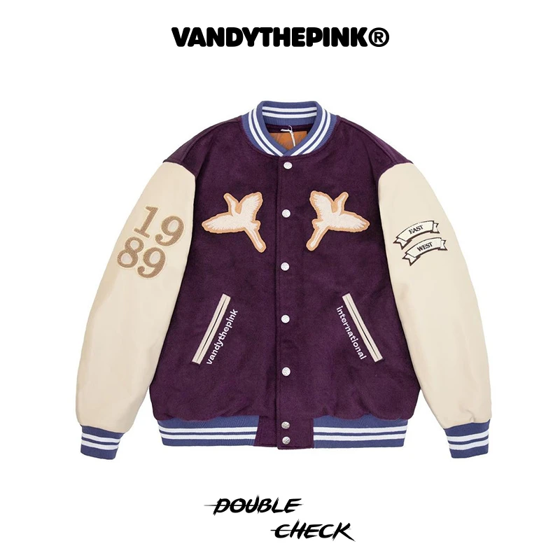 VANDYTHEPINK 富士山限定刺绣男女棒球棉服情侣夹克潮流夹棉外套