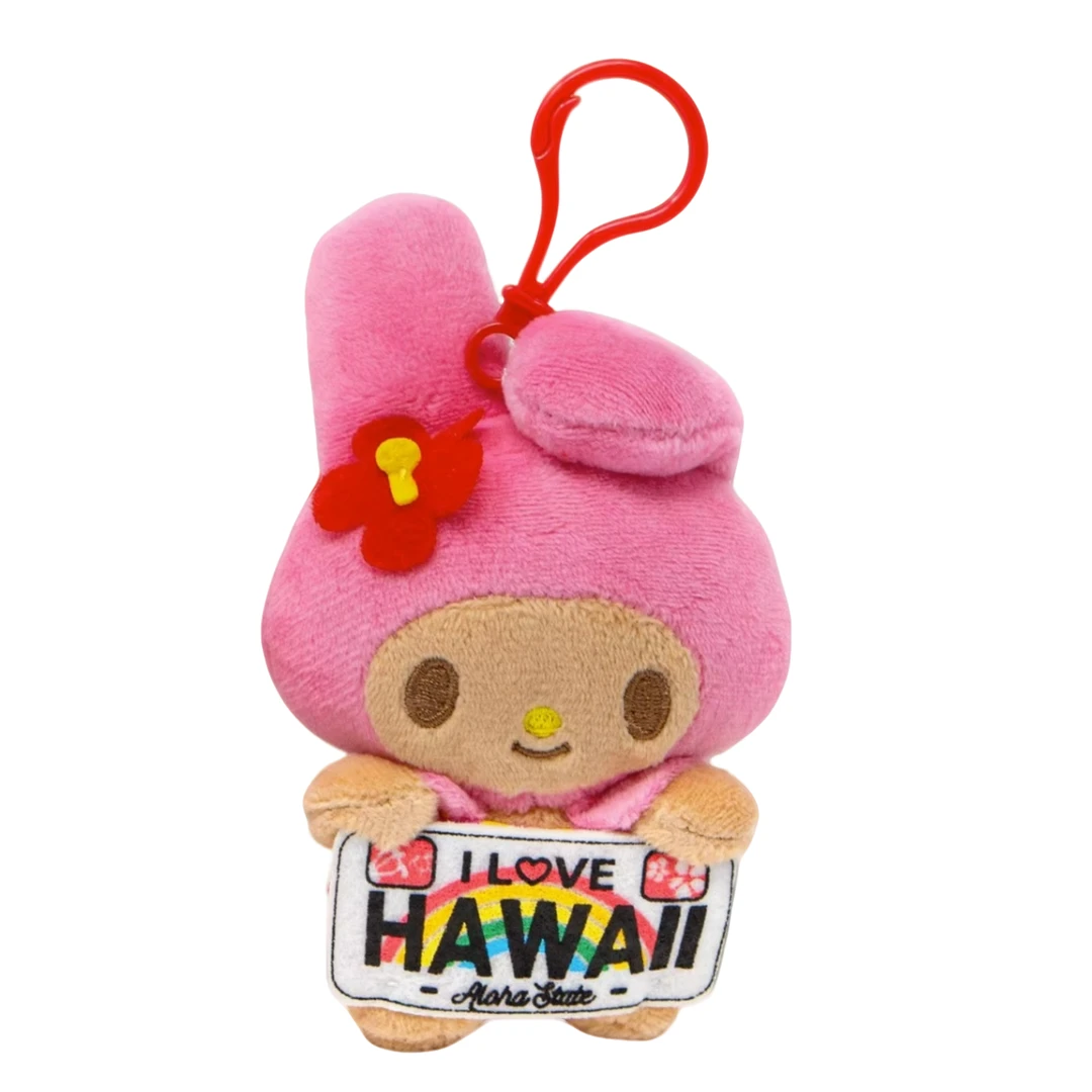 Hello Kitty 夏威夷限定 举牌美乐蒂 毛绒钥匙扣