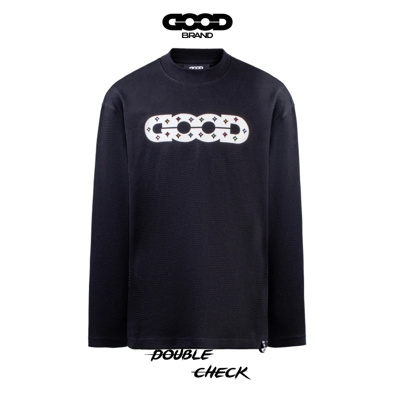 【官方正品】GOODBRAND 2024F/W 彩钻棋盘格纹珠地提花长袖tee