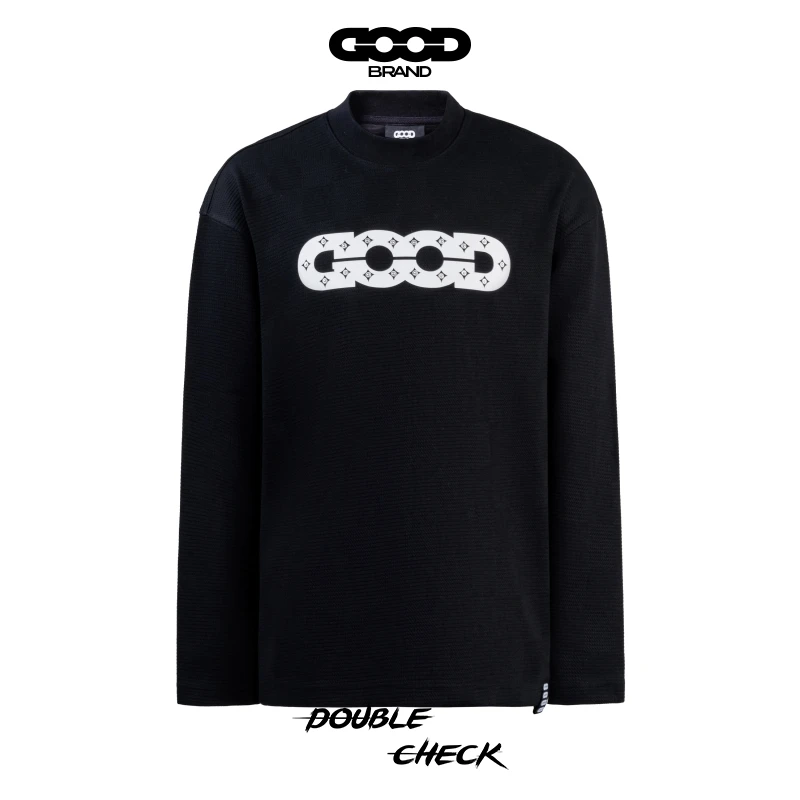 【官方正品】GOODBRAND 2024F/W珍珠贝点钻棋盘格纹珠地提花长袖tee