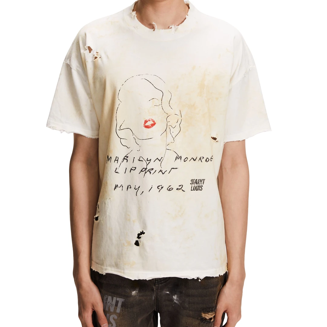 【官方正品】SSSaint Louis 水洗做旧梦露唇印短袖T恤