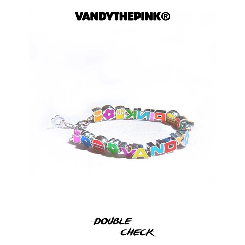 VANDYTHEPINK 彩色字母花卉金属潮流男女情侣可爱情侣手链