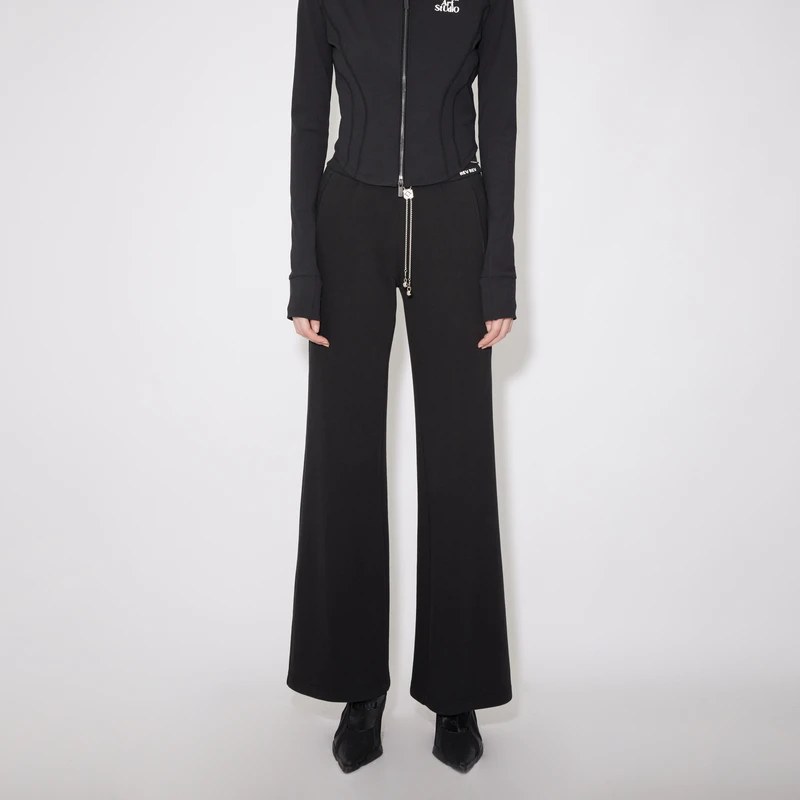 REVAN芮范夏季新品设计师款气质金属腰链微喇长裤RM31301139