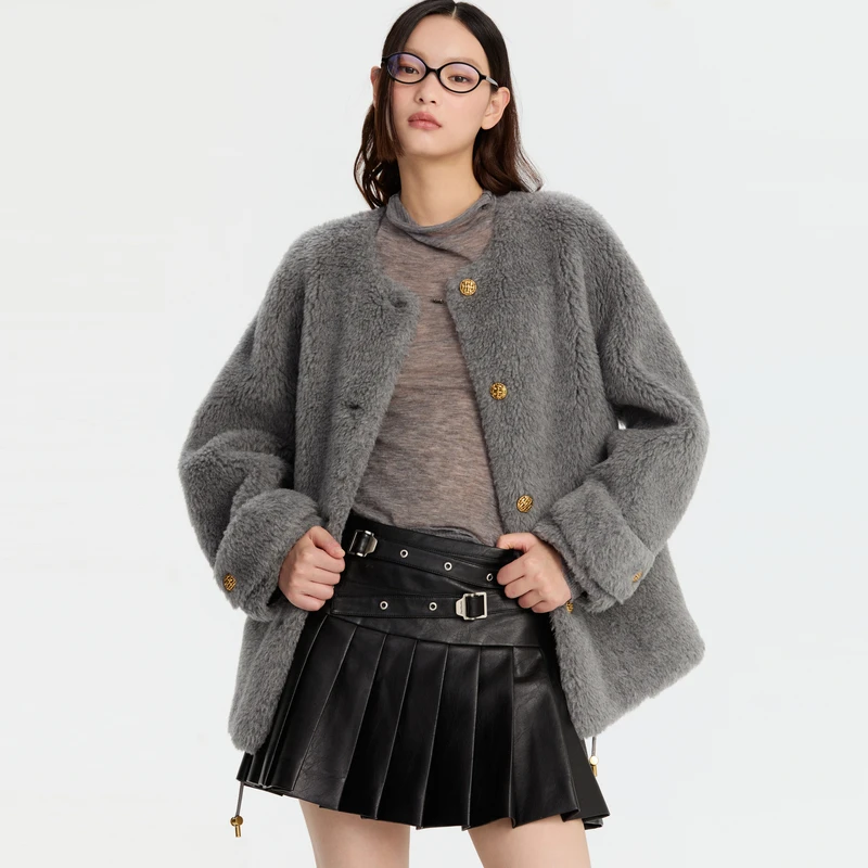 REVAN芮范冬季新品质感微落肩深灰外套RM90110191