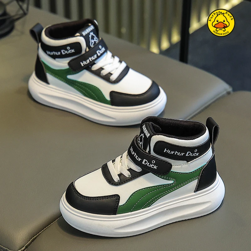小黄鸭高帮儿童运动鞋2025春秋新款软底男童板鞋中大童女童潮秋季