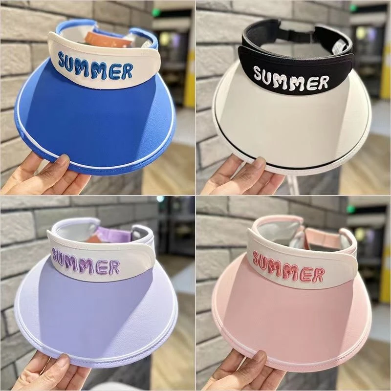 儿童帽子夏季遮阳帽防晒帽韩版男童空顶帽宝宝大檐女孩字母太阳帽