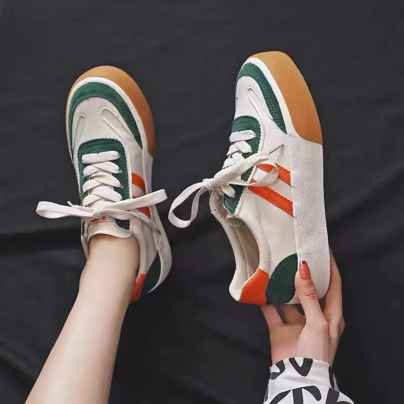 人本【春夏女款】潮流百搭休闲厚底小众板鞋潮日系平底女休闲鞋