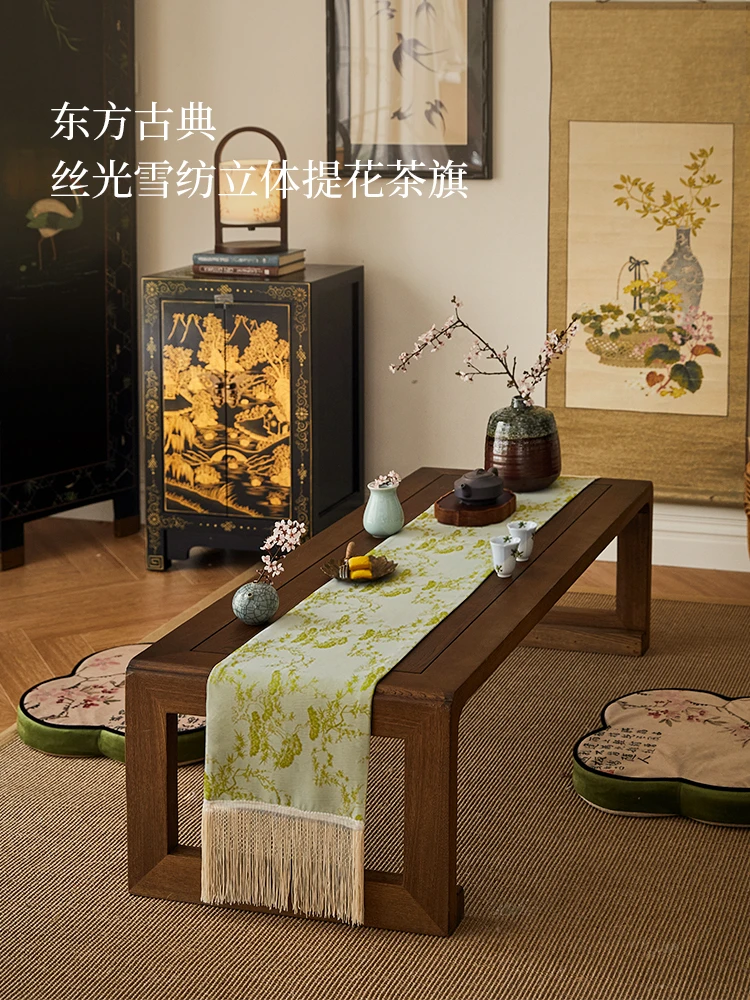 蜡笔派【孤品8折】松竹中式禅意茶旗氛围感茶台茶布茶席桌旗