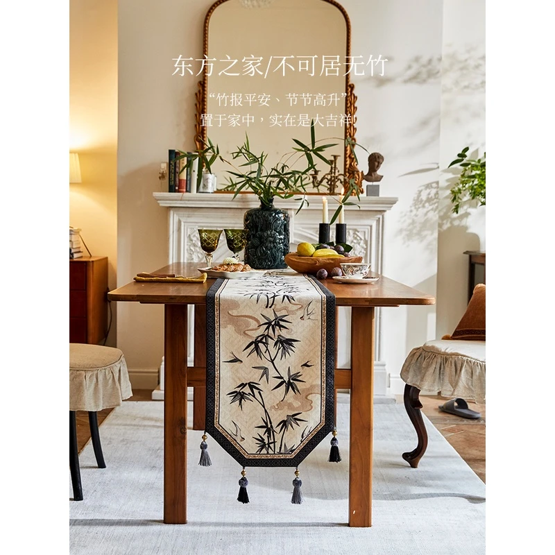 蜡笔派「东方竹韵系列」竹燕南飞桌旗复古中国风餐桌布盖布定制