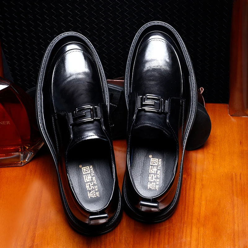 【清仓】2024帅气男款皮鞋真皮一脚蹬低帮温州百搭高档轻奢男鞋