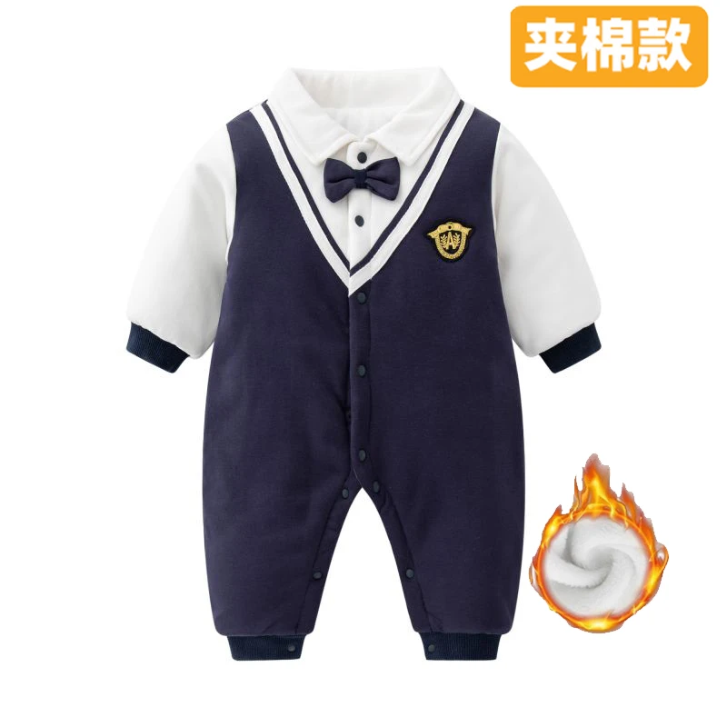 新生婴儿衣服冬季加厚保暖棉服宝宝秋冬夹棉哈衣爬服连体衣冬款潮