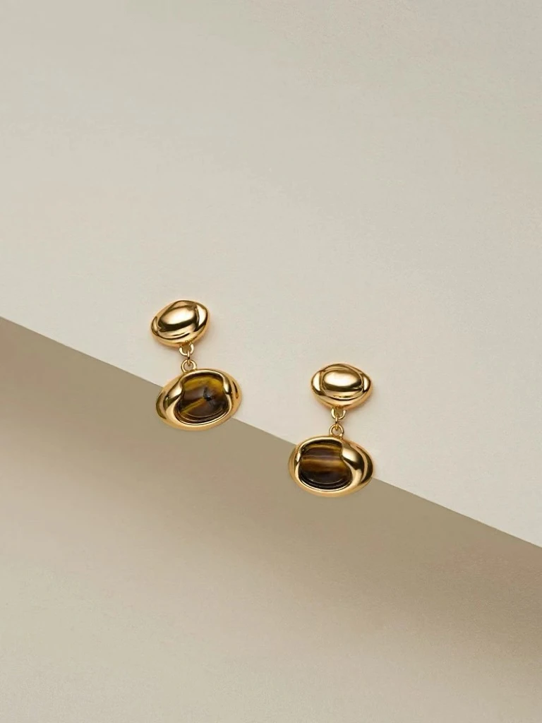 铜合金磁石耳饰 13107号爆款美拉德虎眼耳钉百搭礼物女友气质轻奢