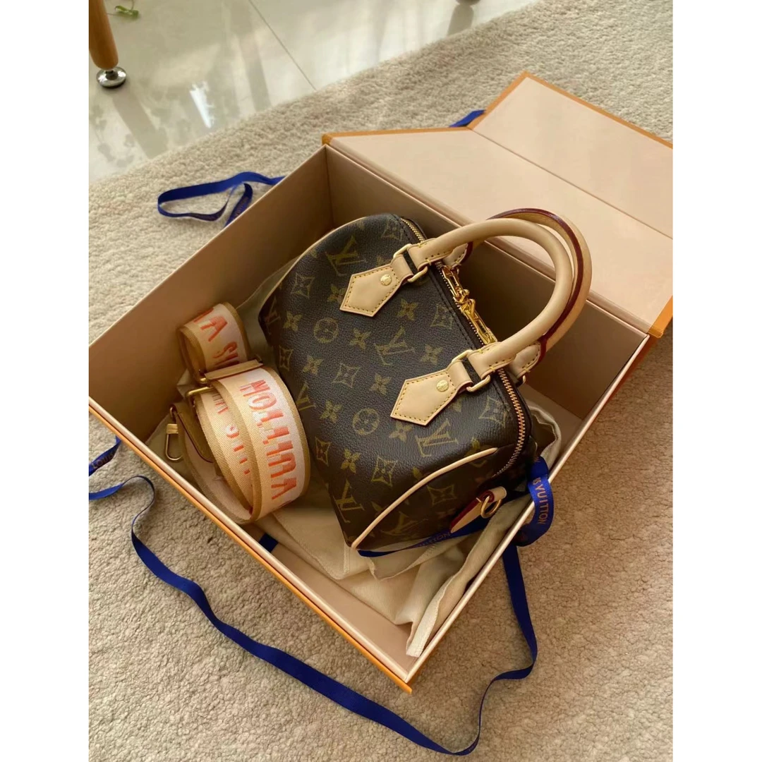 99新 LouisVuitton/路易威登 speedy/奶茶肩带/单肩斜跨包/(包包