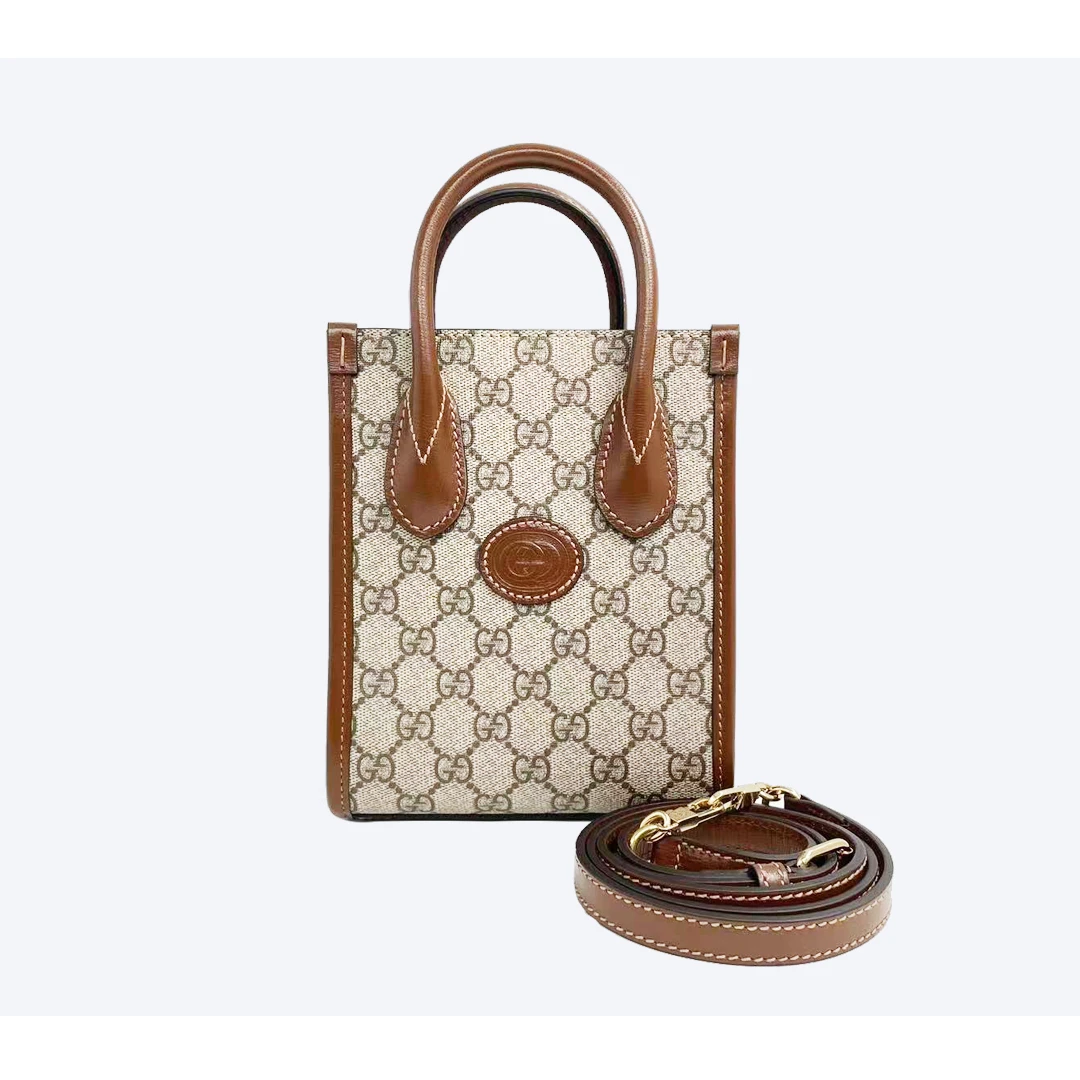 99新 GUCCI/古驰 老花挎包 mini 琴谱托特包 /（包包）