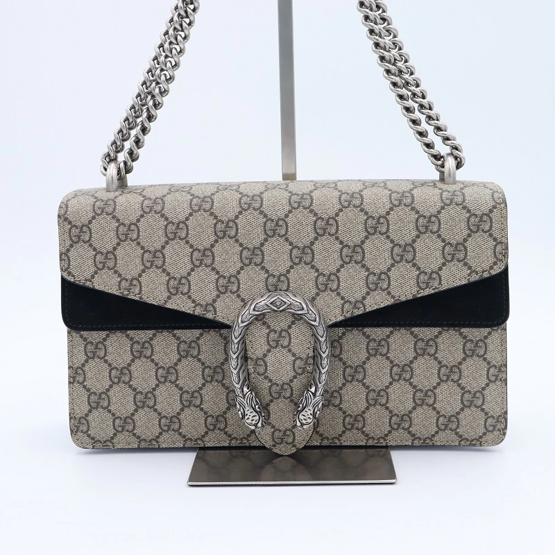 99新 GUCCI/古驰 酒神中号黑色单肩包（包包）